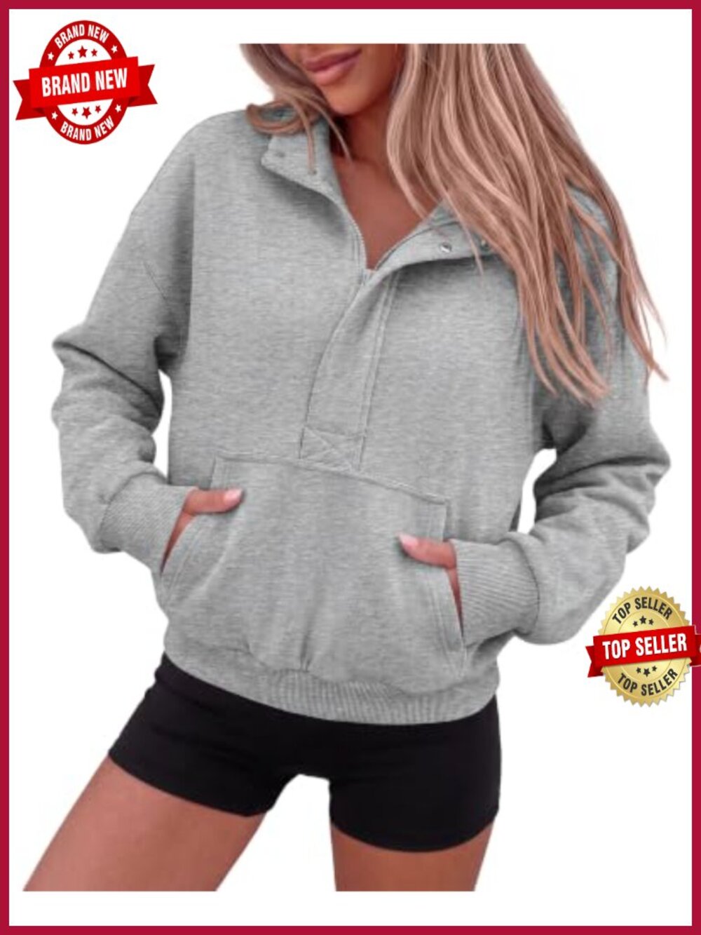 Womens Long Sleeve Quarter Zip Crop Sweatshirt Fleece Pullover Mock Neck